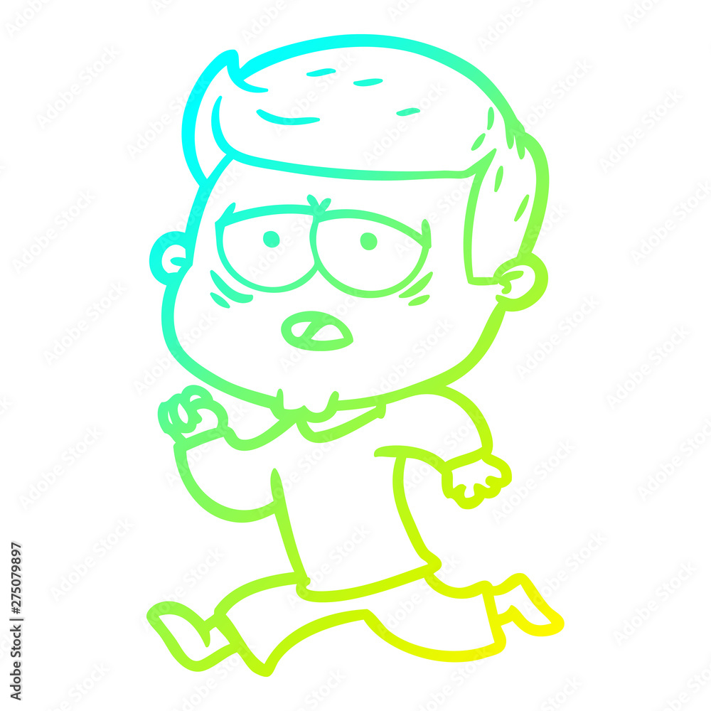 cold gradient line drawing cartoon tired man cold gradient line drawing cartoon tired man