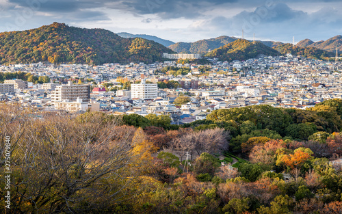 Aerial view of Hyogo prefecture of Japan in autumn