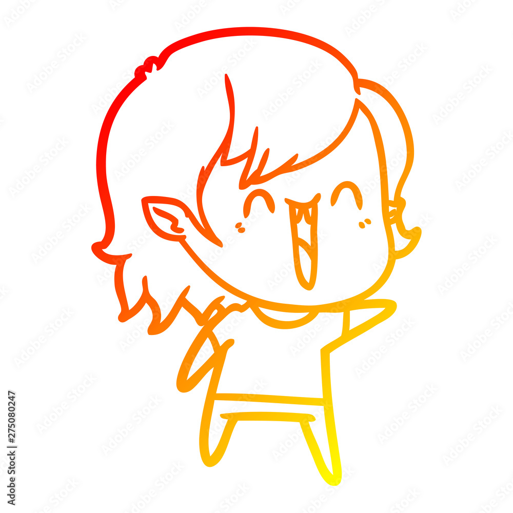 warm gradient line drawing cute cartoon happy vampire girl warm gradient line drawing cute cartoon happy vampire girl