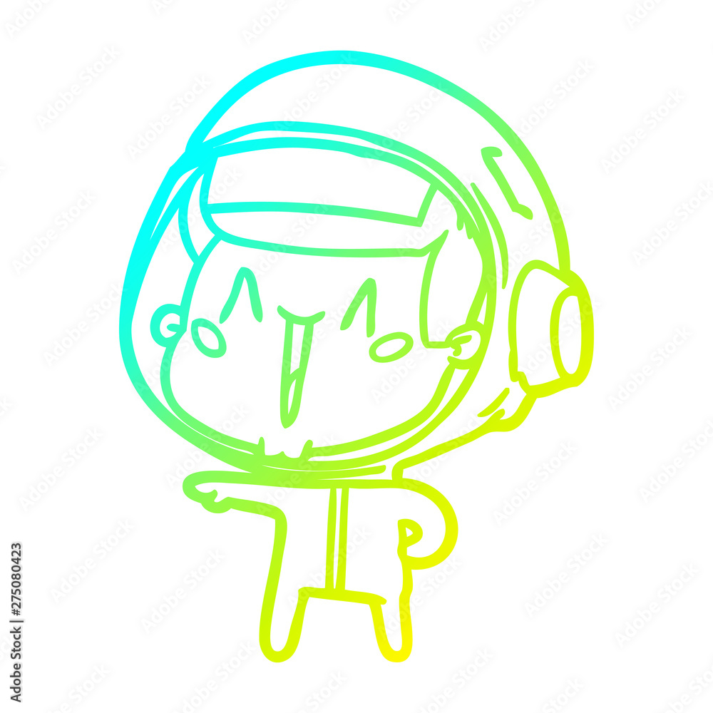 cold gradient line drawing happy cartoon astronaut pointing cold gradient line drawing happy cartoon astronaut pointing