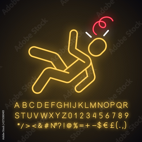 Fainting neon light icon