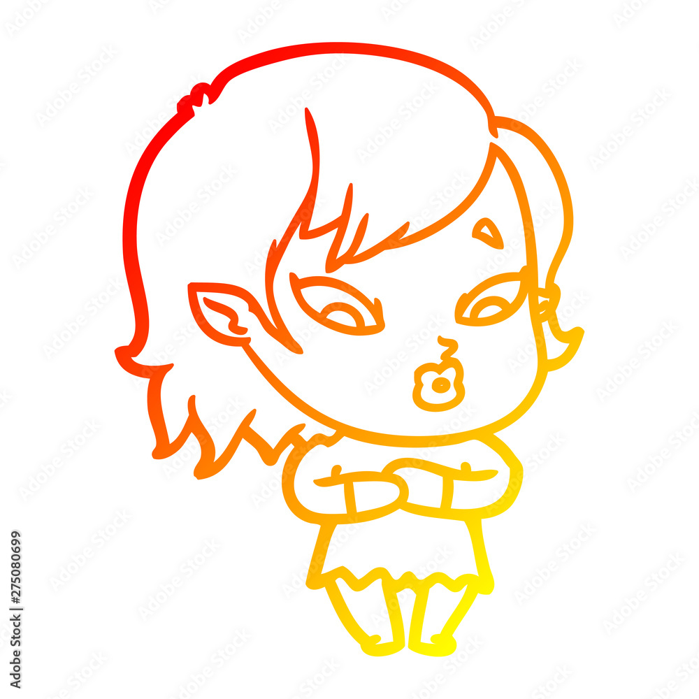 warm gradient line drawing cute cartoon vampire girl warm gradient line drawing cute cartoon vampire girl