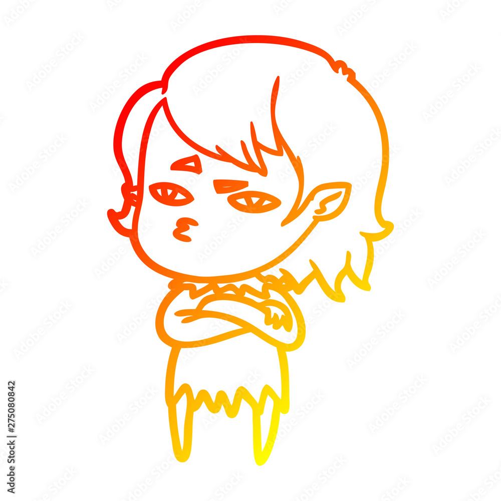 warm gradient line drawing cartoon vampire girl warm gradient line drawing cartoon vampire girl