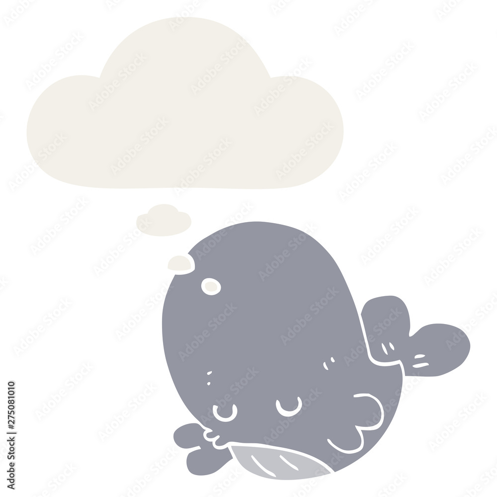 cartoon whale and thought bubble in retro style cartoon whale and thought bubble in retro style