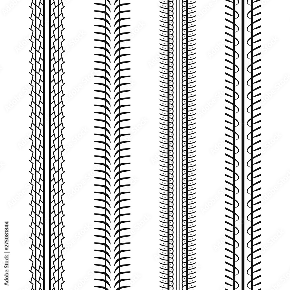 Realistic Detailed 3d Black Rubber Tires Imprint Pattern Background. Vector Realistic Detailed 3d Black Rubber Tires Imprint Pattern Background. Vector