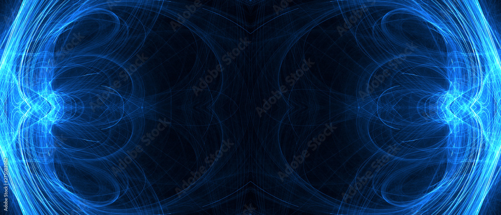 blue circular wave glow. kaleidoscope lighting effect. blue circular wave glow. kaleidoscope lighting effect.