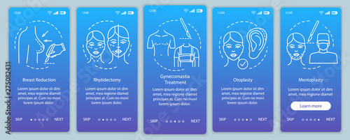 Surgical reconstruction services onboarding mobile app page screen vector template