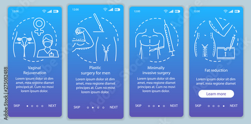 Surgery body reconstruction onboarding mobile app page screen vector template
