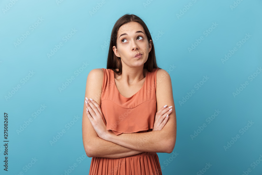 Obraz premium Cute lovely young girl standing isolated