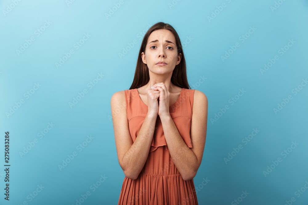 Cute lovely young girl standing isolated Cute lovely young girl standing isolated