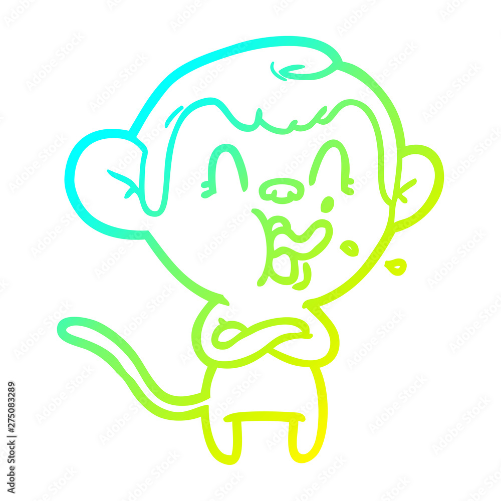 cold gradient line drawing crazy cartoon monkey cold gradient line drawing crazy cartoon monkey