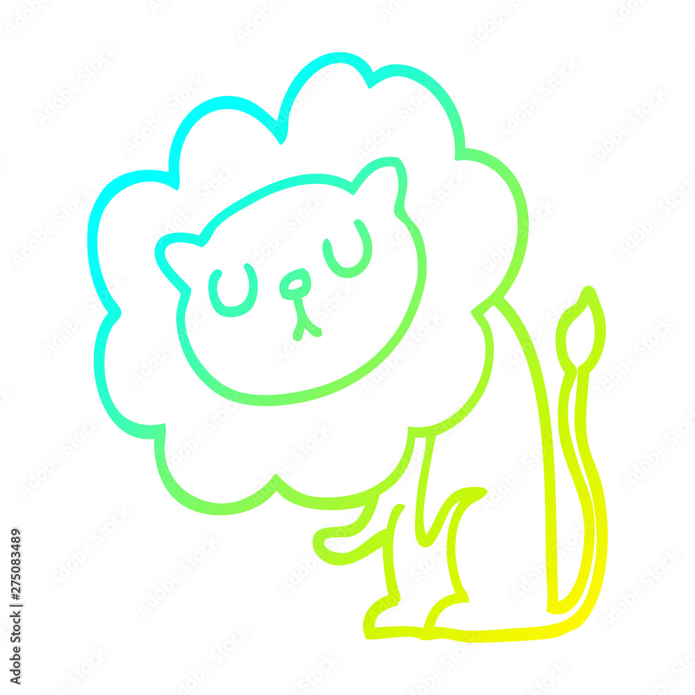 cold gradient line drawing cute cartoon lion cold gradient line drawing cute cartoon lion