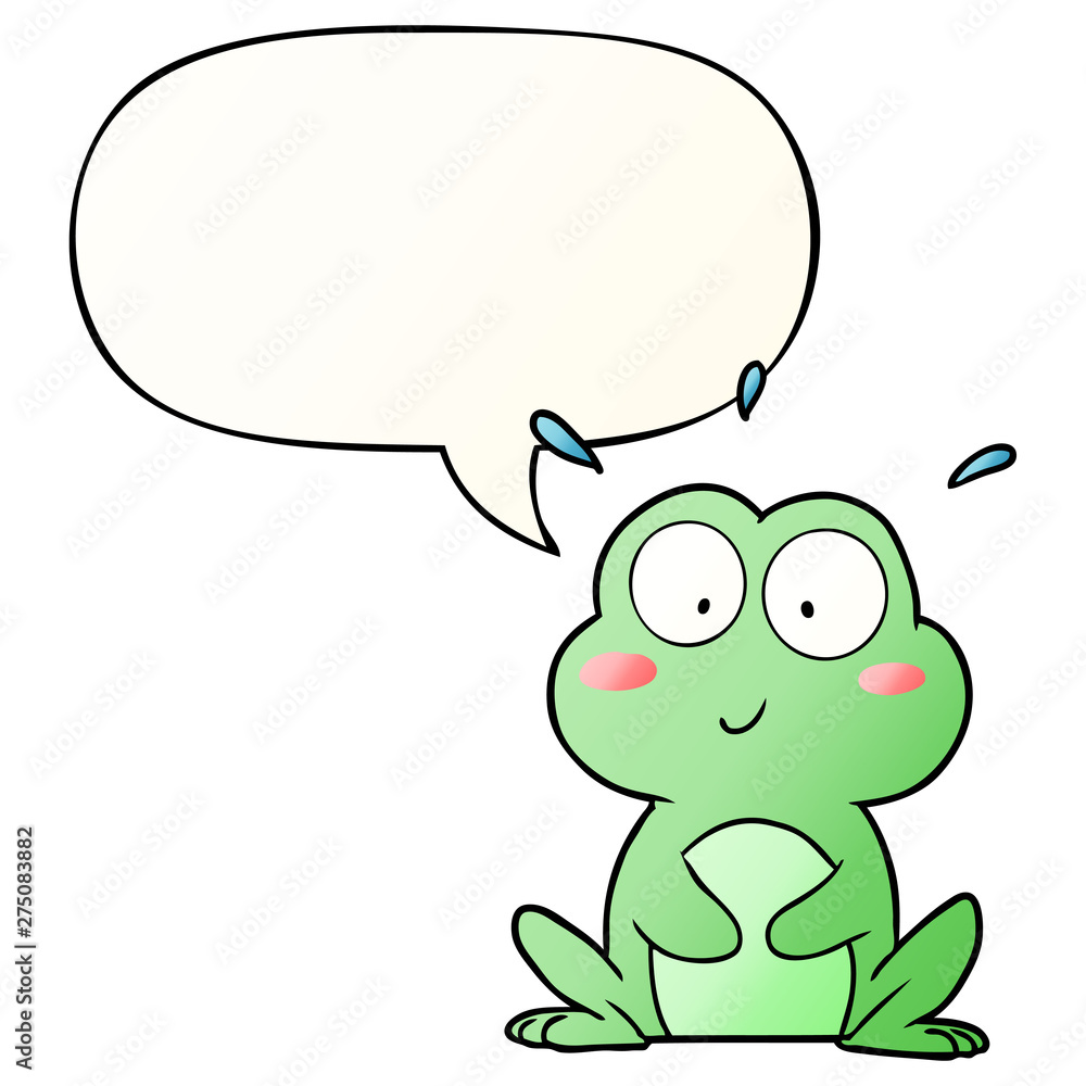 cute cartoon frog and speech bubble in smooth gradient style cute cartoon frog and speech bubble in smooth gradient style
