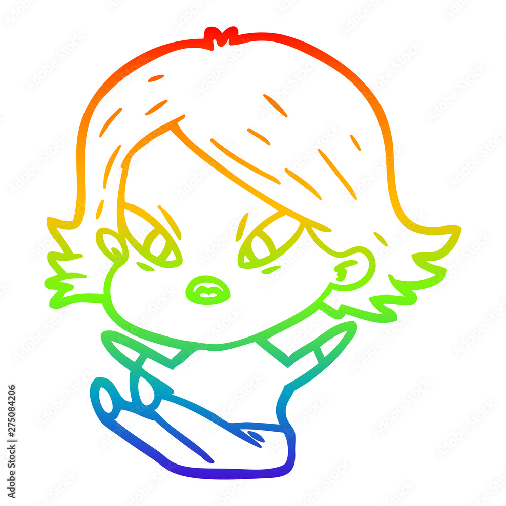 rainbow gradient line drawing cartoon stressed woman rainbow gradient line drawing cartoon stressed woman