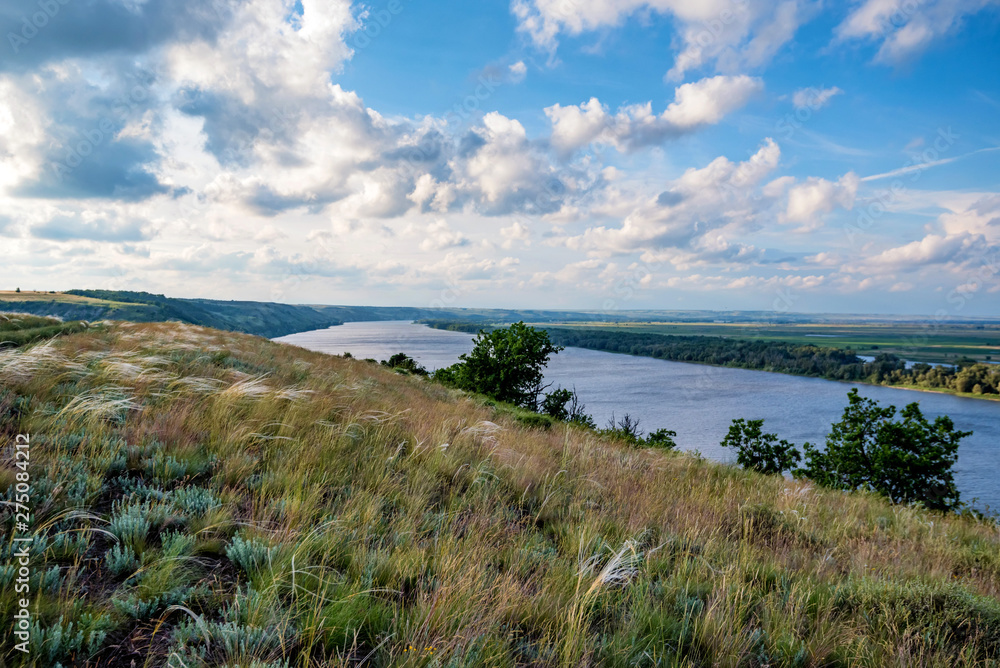 View of steppe and upper river Don in Russia. Beautiful summer landscape View of steppe and upper river Don in Russia. Beautiful summer landscape