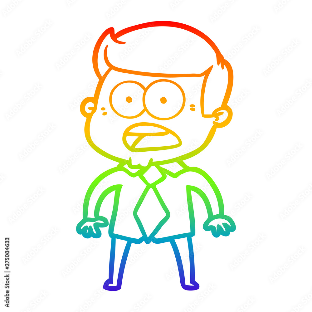 rainbow gradient line drawing cartoon shocked man rainbow gradient line drawing cartoon shocked man