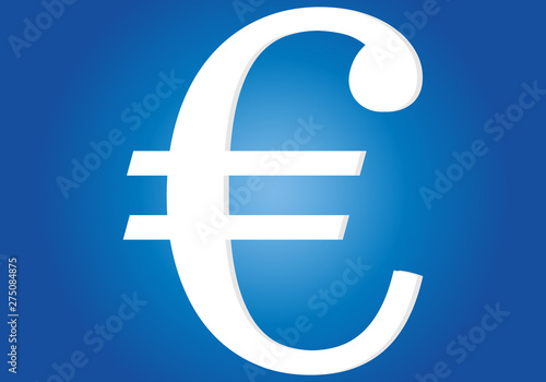 Símbolo blanco del euro sobre fondo azul.