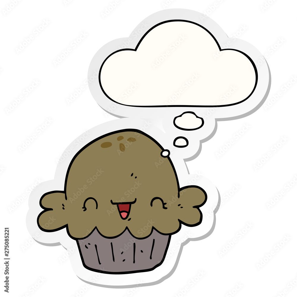 cute cartoon pie and thought bubble as a printed sticker cute cartoon pie and thought bubble as a printed sticker