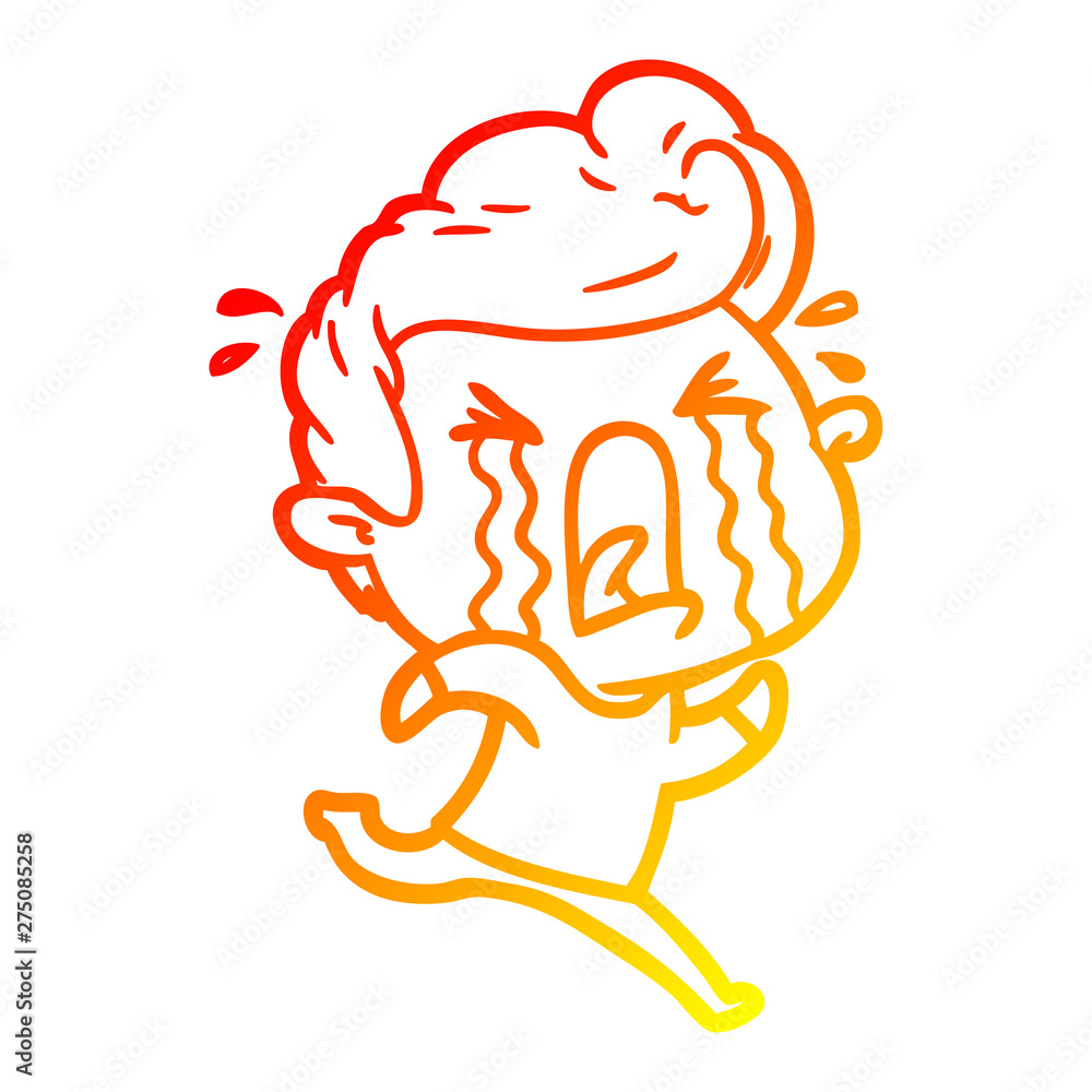 warm gradient line drawing cartoon crying man warm gradient line drawing cartoon crying man