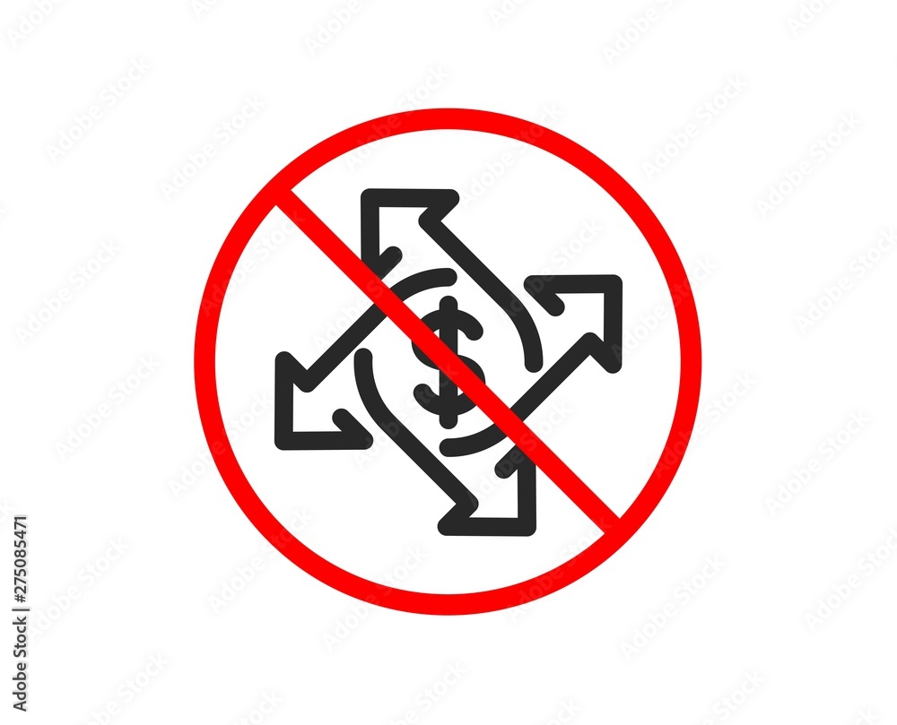 No or Stop. Payment exchange icon. Dollar sign. Finance transfer symbol. Prohibited ban stop symbol. No payment exchange icon. Vector No or Stop. Payment exchange icon. Dollar sign. Finance transfer symbol. Prohibited ban stop symbol. No payment exchange icon. Vector
