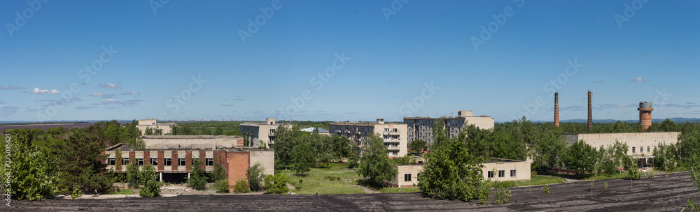 Big landscape of some abandoned city or Industrial Zone or ghetto in Third world country