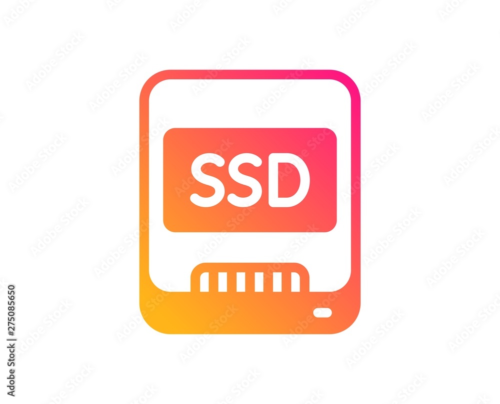 Ssd icon. Computer memory component sign. Data storage symbol. Classic flat style. Gradient ssd icon. Vector