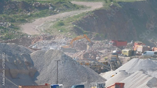 Work excavator in a quarry for the extraction of flux limestone.