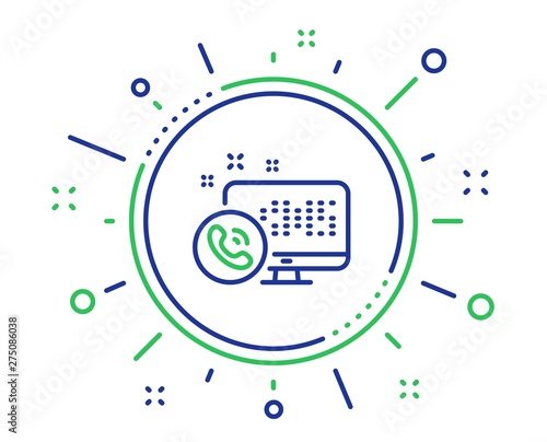 Web call center service line icon. Phone support sign. Feedback symbol. Quality design elements. Technology web call button. Editable stroke. Vector