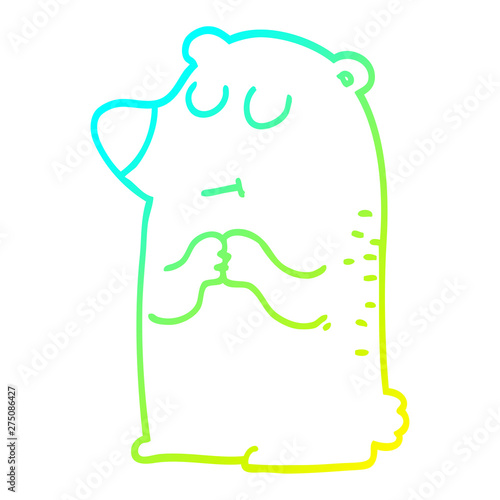 cold gradient line drawing cartoon shy bear