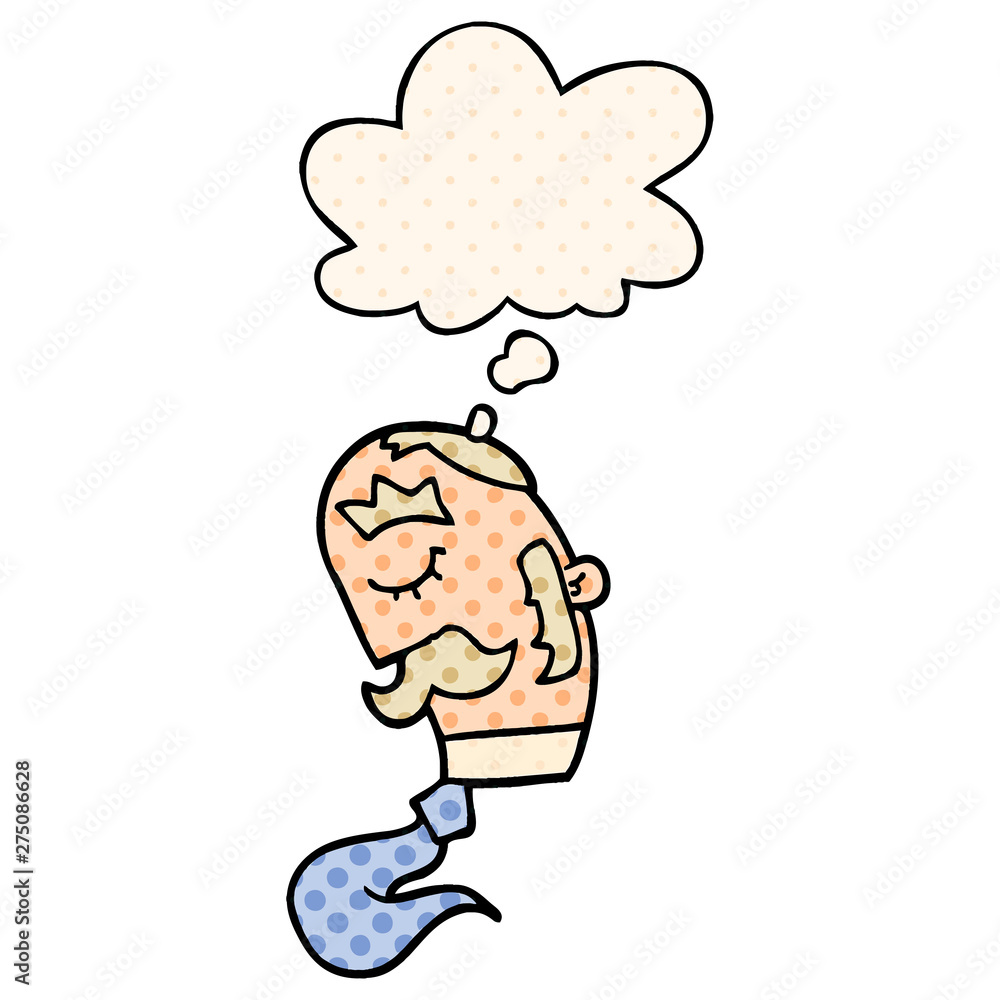 cartoon man with mustache and thought bubble in comic book style cartoon man with mustache and thought bubble in comic book style