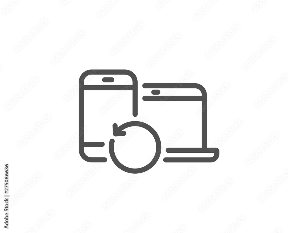 Recovery devices line icon. Backup data sign. Restore information symbol. Quality design element. Linear style recovery devices icon. Editable stroke. Vector Recovery devices line icon. Backup data sign. Restore information symbol. Quality design element. Linear style recovery devices icon. Editable stroke. Vector