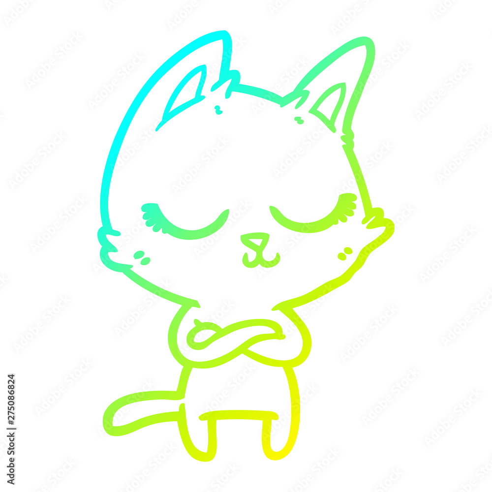 cold gradient line drawing calm cartoon cat cold gradient line drawing calm cartoon cat