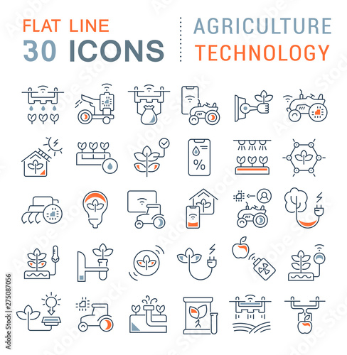Set Vector Line Icons of Agriculture Technology © M.Style