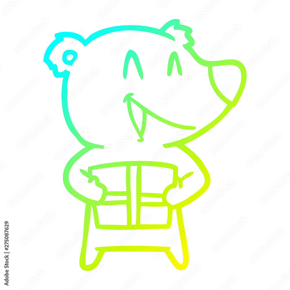 cold gradient line drawing cartppm bear with present cold gradient line drawing cartppm bear with present