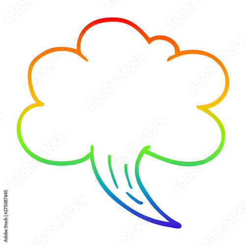 rainbow gradient line drawing cartoon whooshing cloud