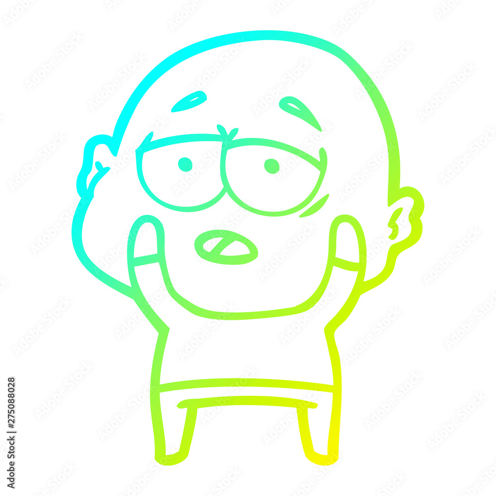 cold gradient line drawing cartoon tired bald man cold gradient line drawing cartoon tired bald man