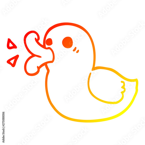 warm gradient line drawing cartoon rubber duck