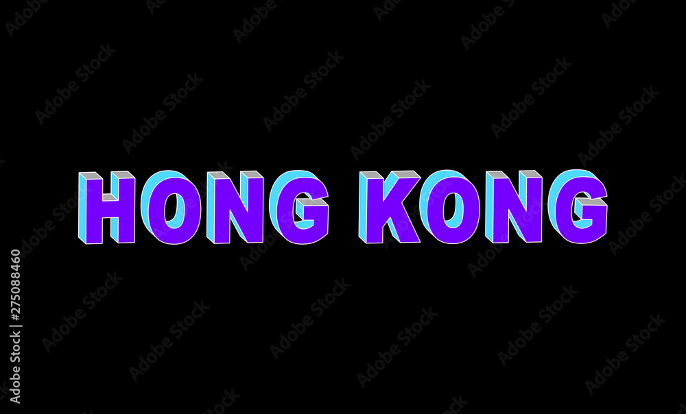 Hong Kong text with 3d isometric effect Hong Kong text with 3d isometric effect