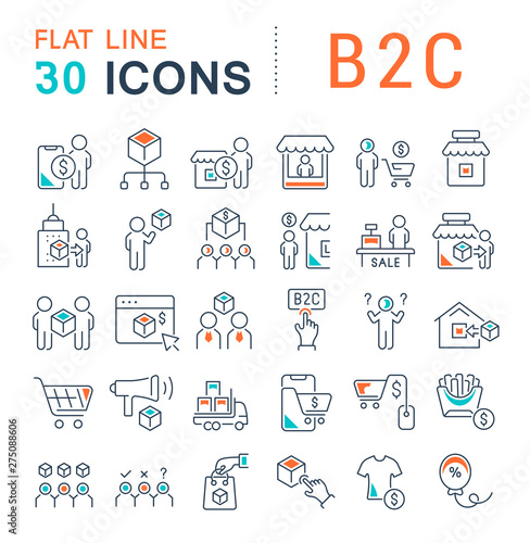 Set Vector Line Icons of B2C