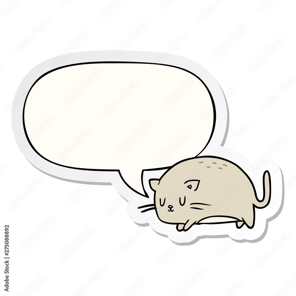 cute fat cartoon cat and speech bubble sticker cute fat cartoon cat and speech bubble sticker