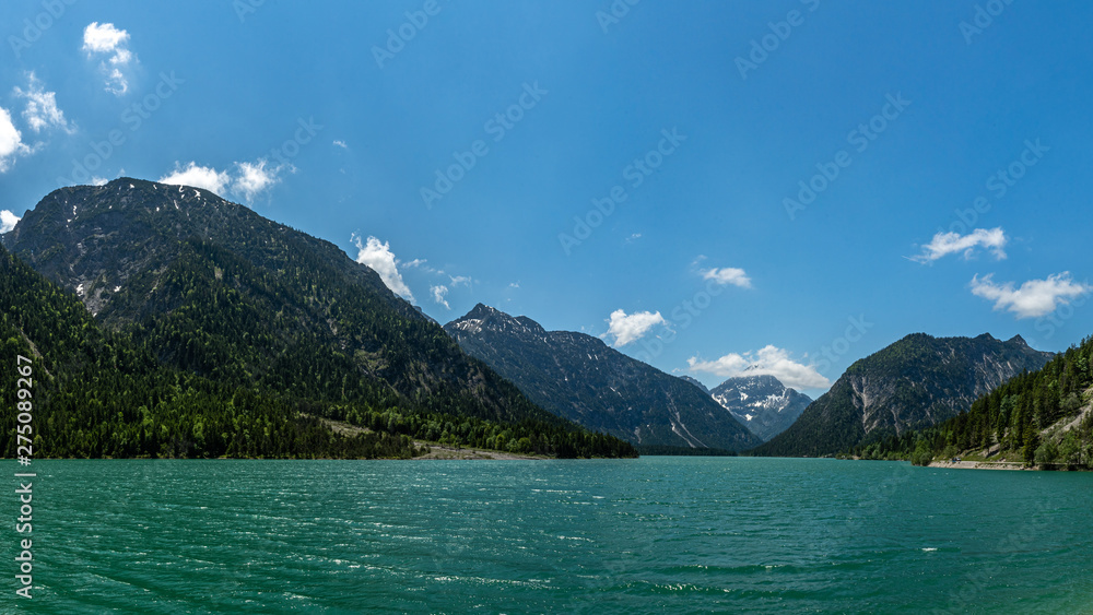lake plansee in austrian alps, tyrol, austria