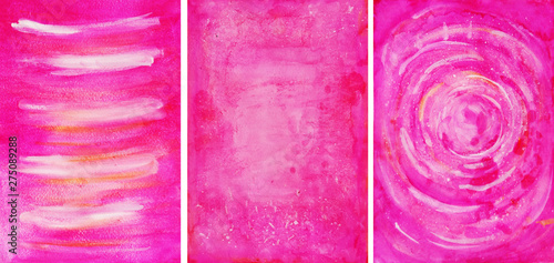 Abstract printable set of interior painting picture. Hot pink art print. Mini...