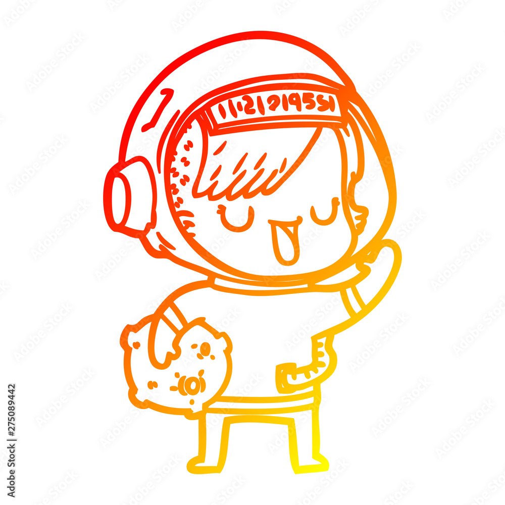 warm gradient line drawing cartoon astronaut woman warm gradient line drawing cartoon astronaut woman