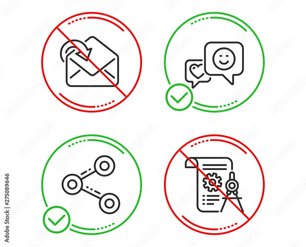Do or Stop. Smile, Share and Receive mail icons simple set. Divider document sign. Socila media, Follow network, Incoming message. Report file. Technology set. Line smile do icon. Prohibited ban stop Do or Stop. Smile, Share and Receive mail icons simple set. Divider document sign. Socila media, Follow network, Incoming message. Report file. Technology set. Line smile do icon. Prohibited ban stop
