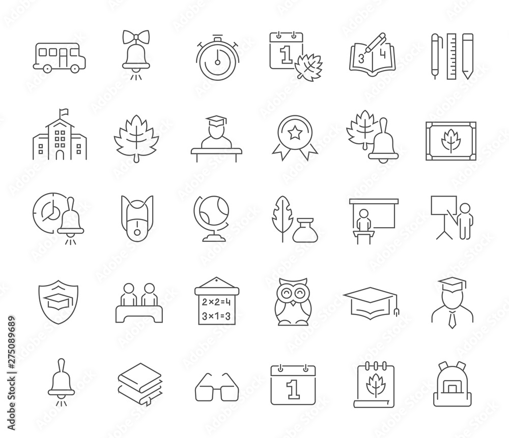 Set Vector Line Icons of Back to School Set Vector Line Icons of Back to School