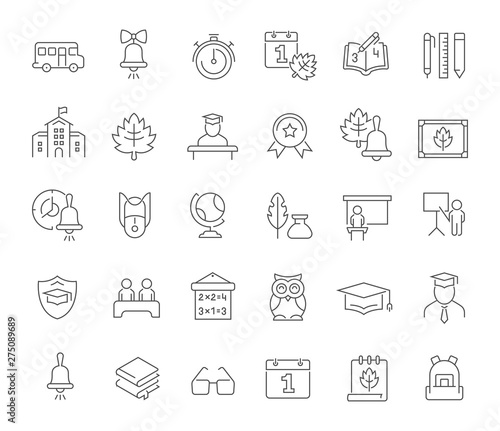 Set Vector Line Icons of Back to School