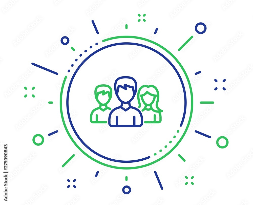 Group line icon. Users or Teamwork sign. Male and Female Person silhouette symbol. Quality design elements. Technology teamwork button. Editable stroke. Vector Group line icon. Users or Teamwork sign. Male and Female Person silhouette symbol. Quality design elements. Technology teamwork button. Editable stroke. Vector