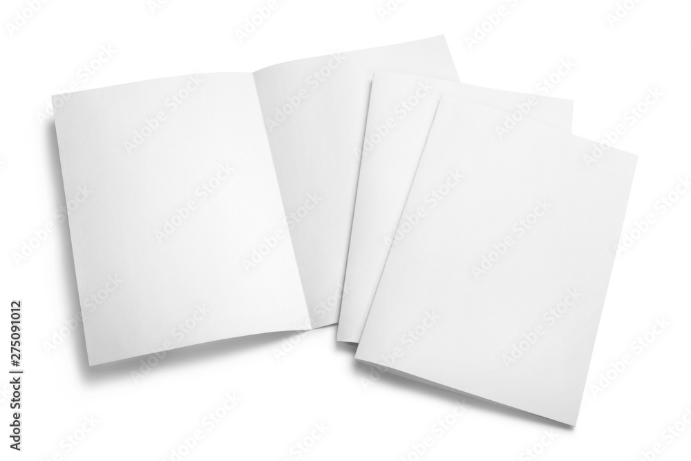 Folded sheets of white paper, isolated on white background Stock Photo