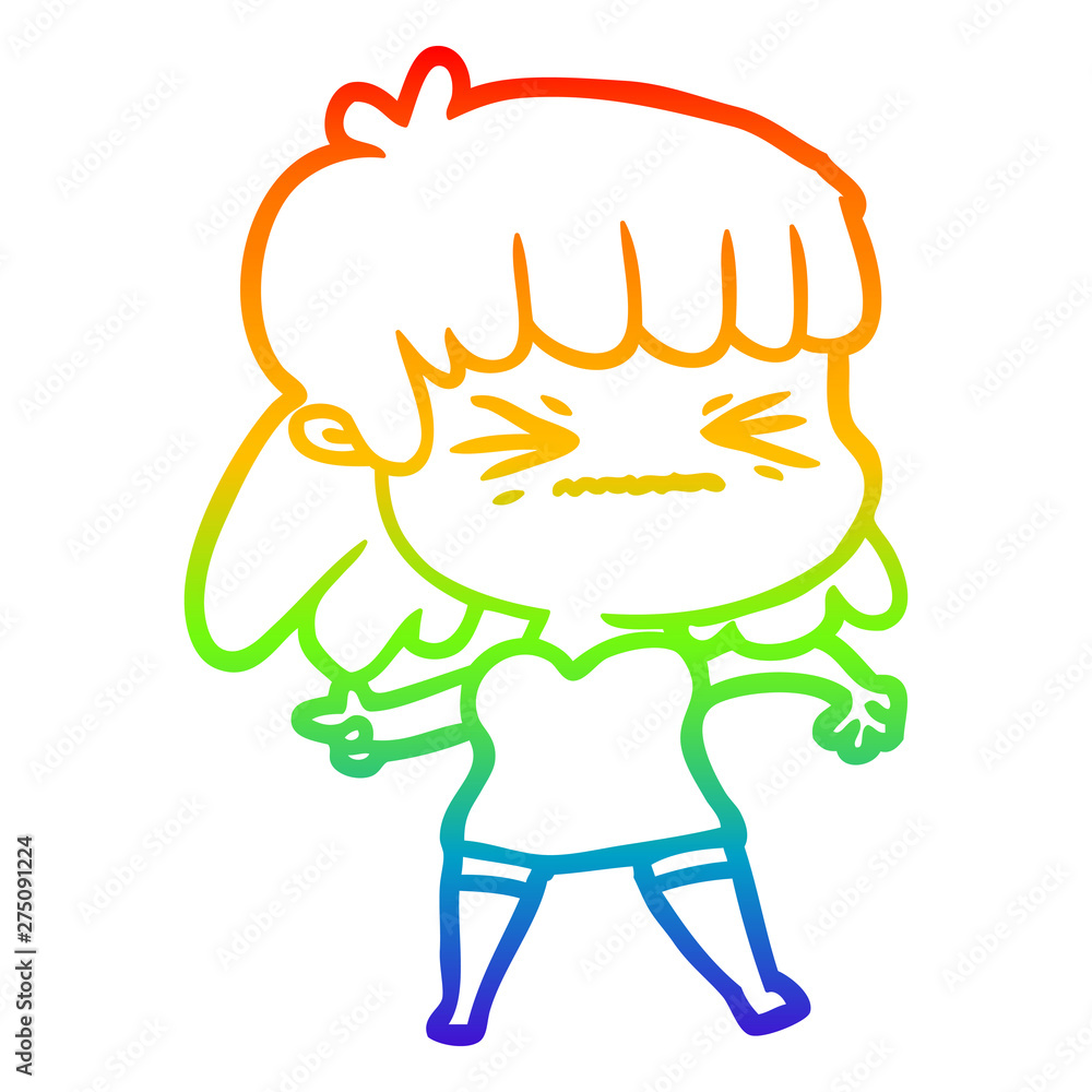 rainbow gradient line drawing cartoon woman rainbow gradient line drawing cartoon woman