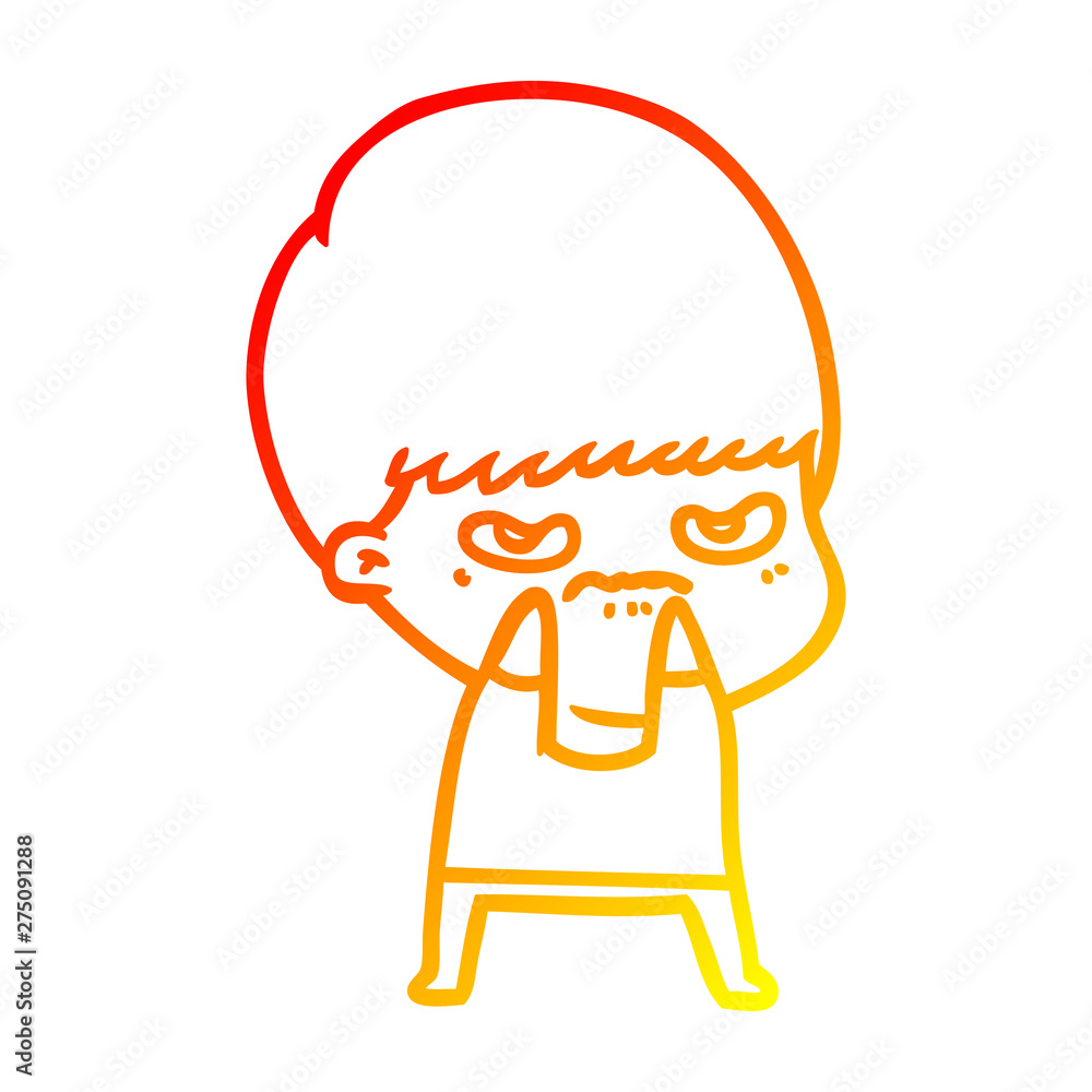 warm gradient line drawing annoyed cartoon boy warm gradient line drawing annoyed cartoon boy